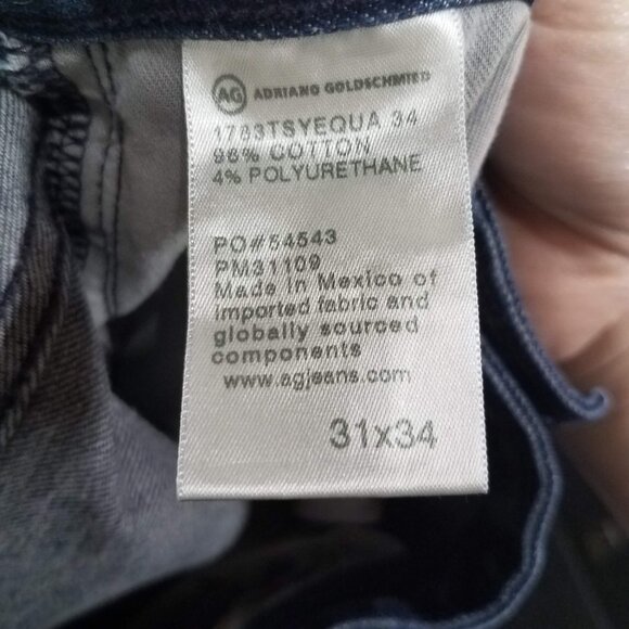 AG Adriano Goldschmied Jeans Mens 31x34 Dark Denim 360 Flex Tellis Modern Slim - Picture 9 of 9